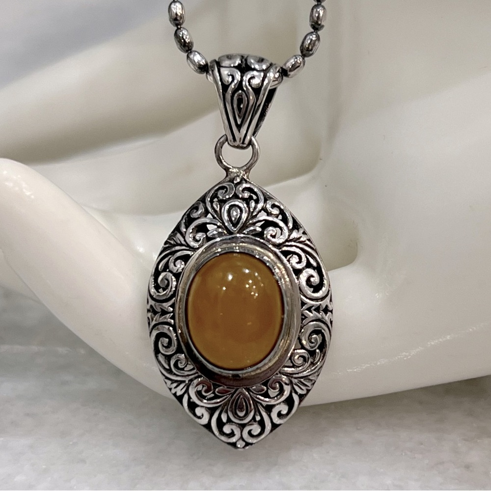 Burmese Yellow Gold Sterling Silver Pendant Necklace